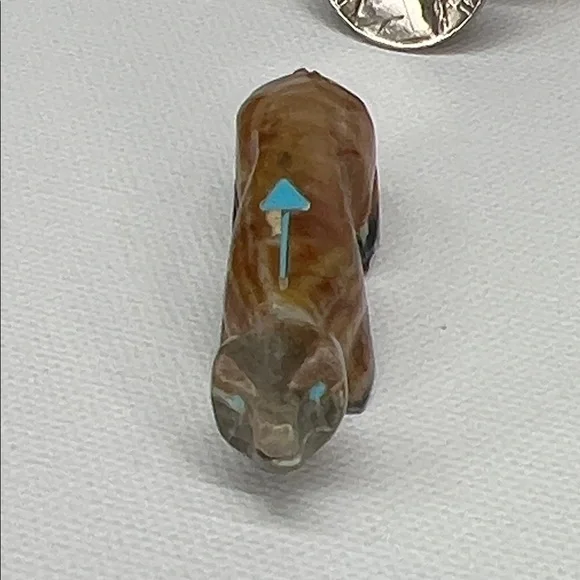 Handcrafted Picasso stone Bobcat Figurine - Picture 4 of 5